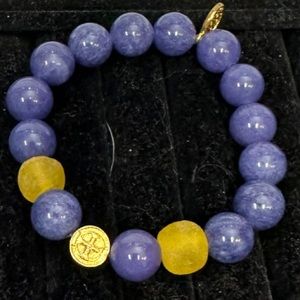 St Benedict Gemstone Sea Glass Bracelet Artisan Handcrafted Size O/S NEW